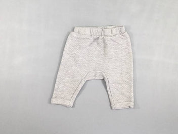 Pantalon molleton texturé gris, légèrement bouloché