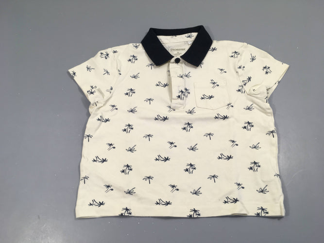 Polo m.c blanc palmiers, moins cher chez Petit Kiwi