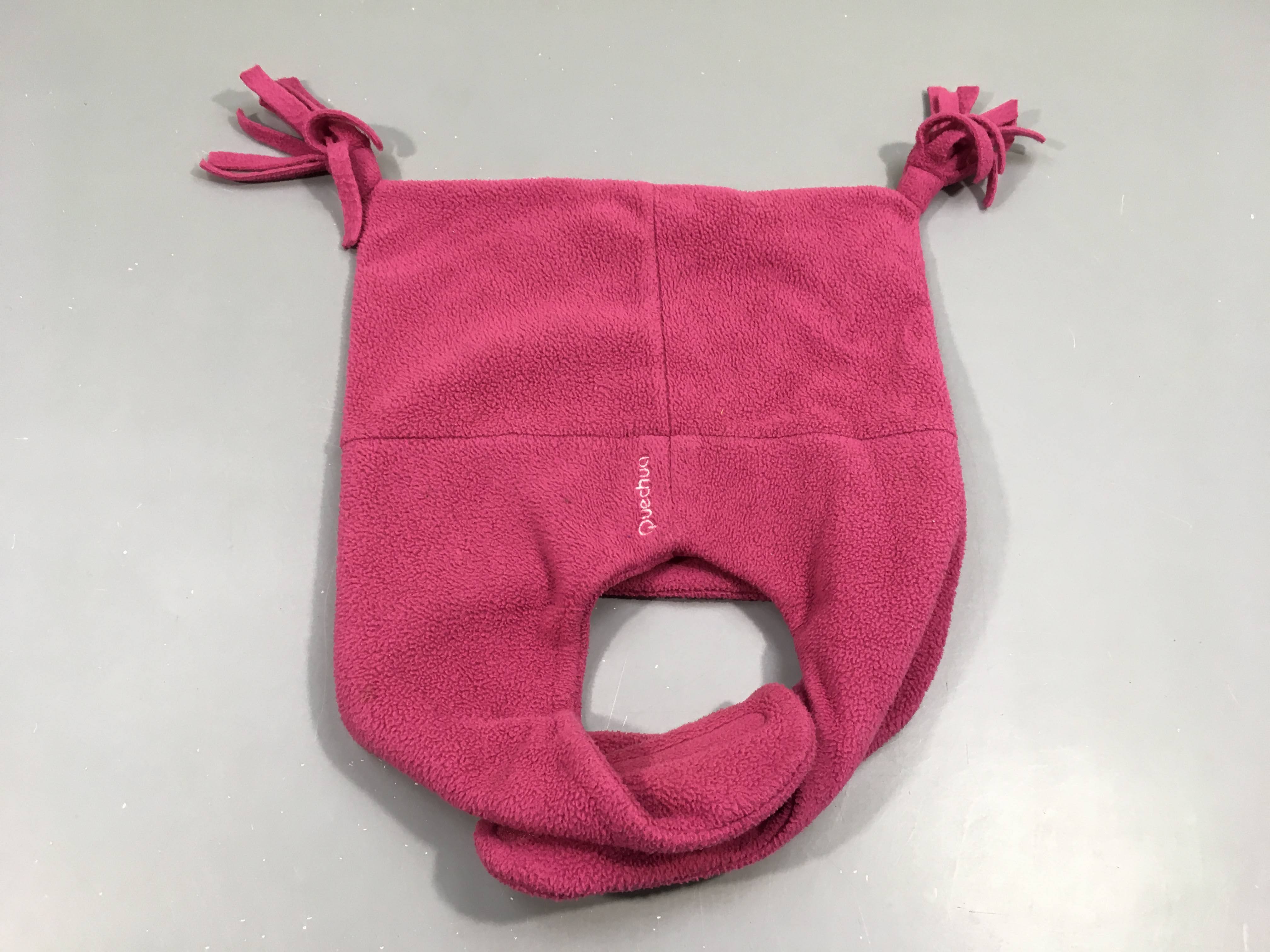 Bonnet capuche polar rose avec pompons
