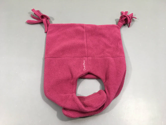 Bonnet capuche polar rose avec pompons, moins cher chez Petit Kiwi