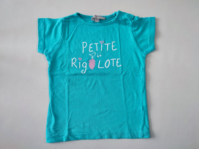 T-shirt m.c turquoise "Petite rigolote", moins cher chez Petit Kiwi