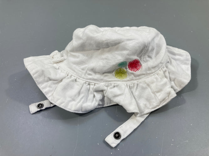 Chapeau blanc 44 cm Fleurs, moins cher chez Petit Kiwi