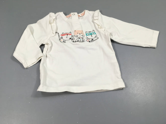 T-shirt m.l blanc chats masqués, moins cher chez Petit Kiwi