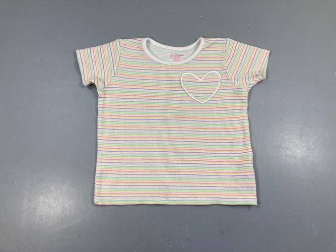 T-shirt m.c blanc rayé couleurs Coeur, moins cher chez Petit Kiwi