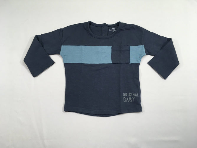 T-shirt m.l bleu-bleu flammé poche, moins cher chez Petit Kiwi