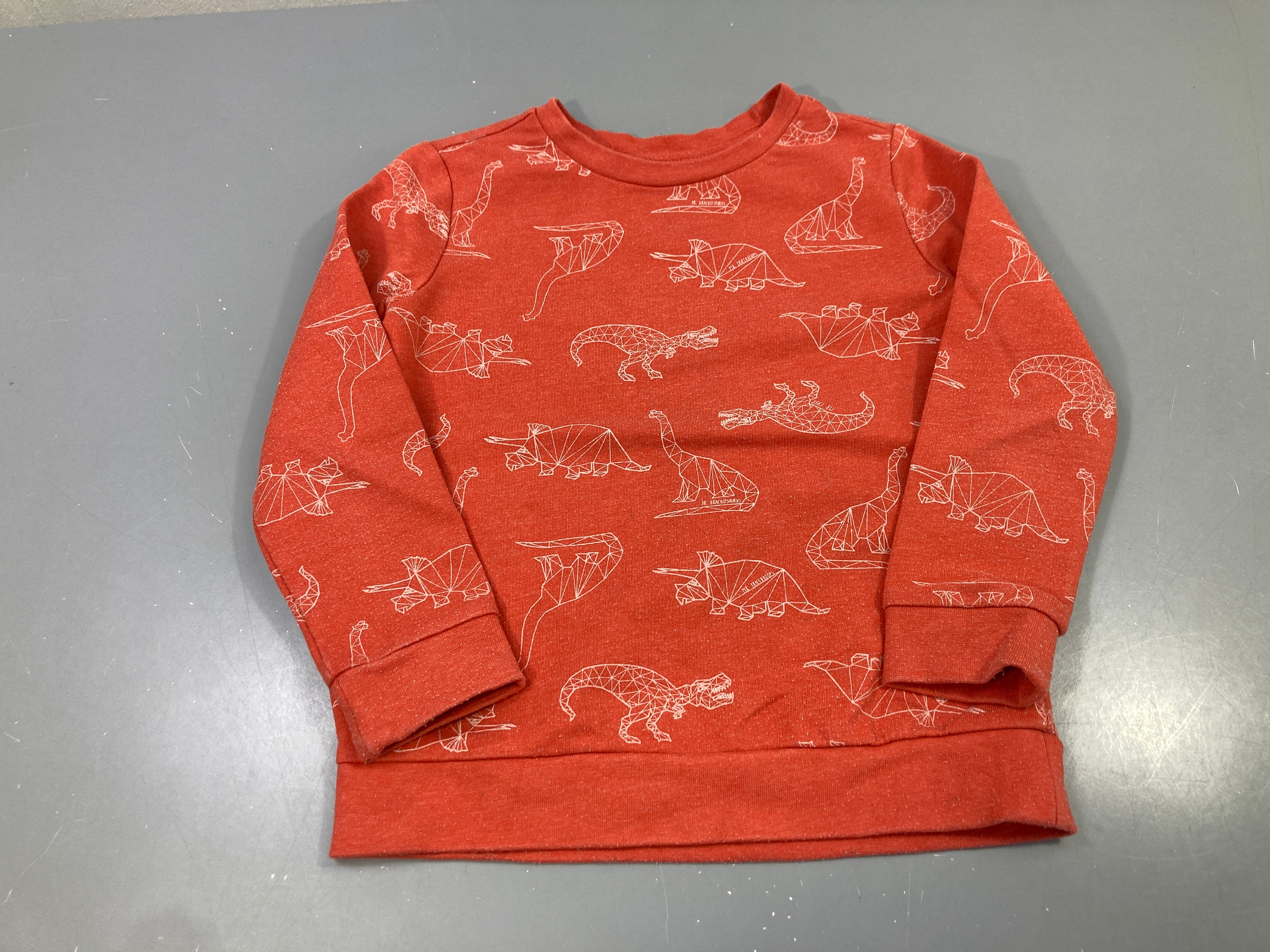 Sweat orangé imprimé dinosaures géométriques Bouloché