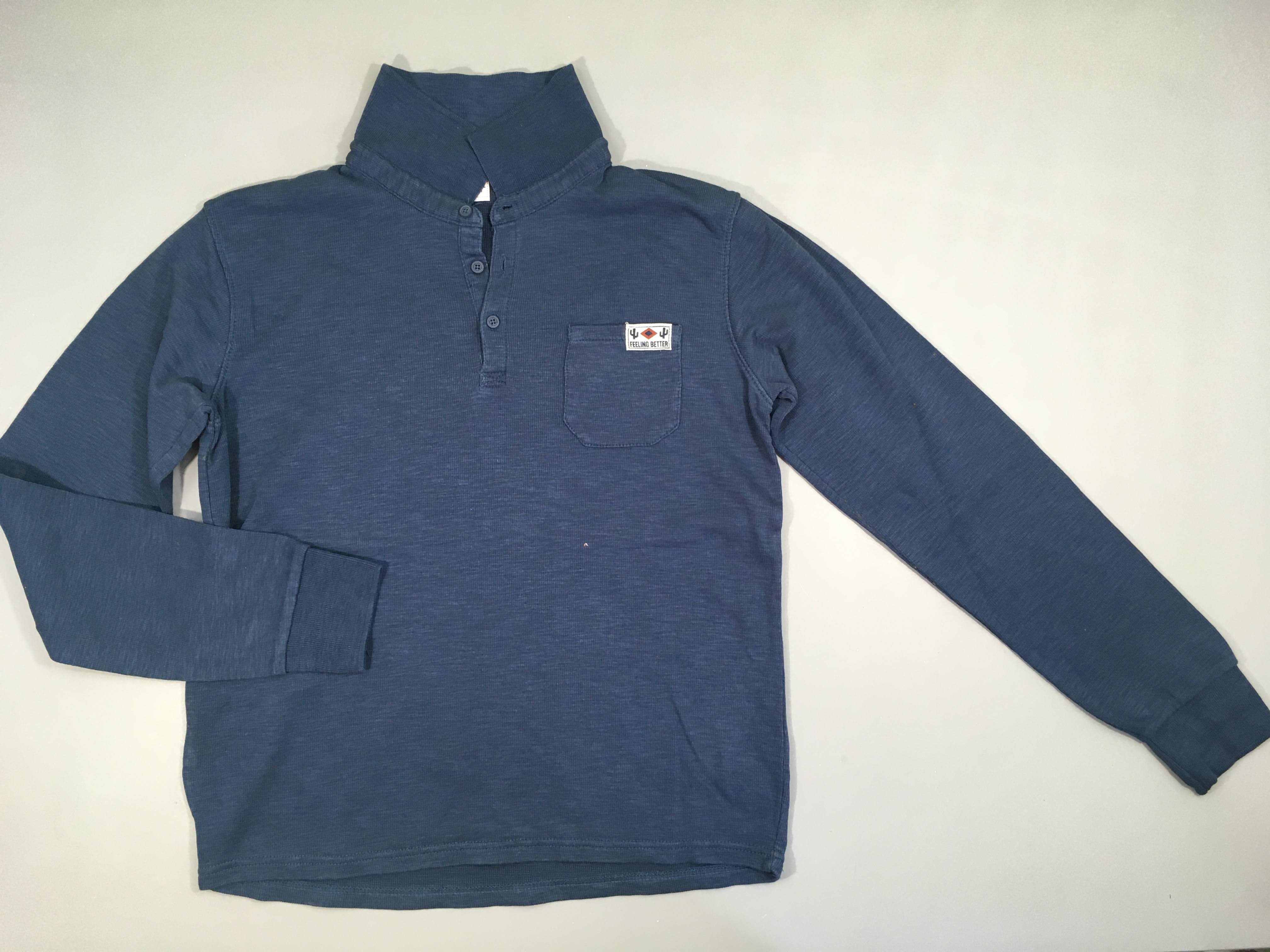 Polo m.l coton piqué bleu foncé cactus