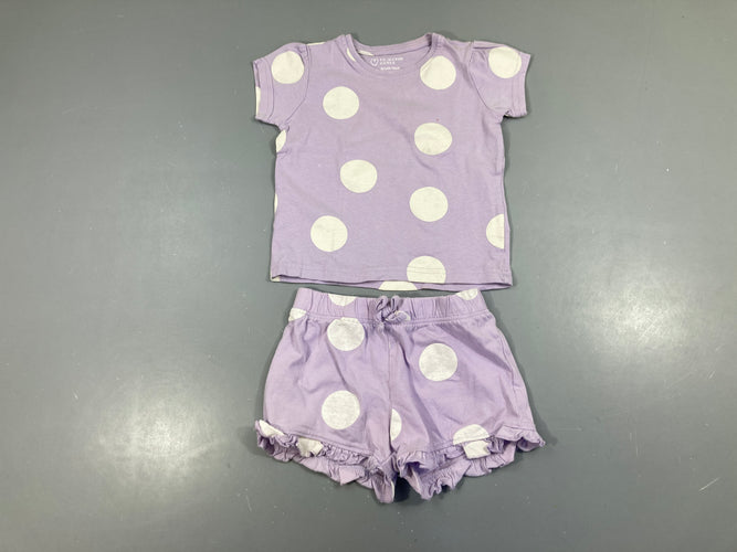 Pyjashort 2pcs jersey lilas pois blancs, moins cher chez Petit Kiwi