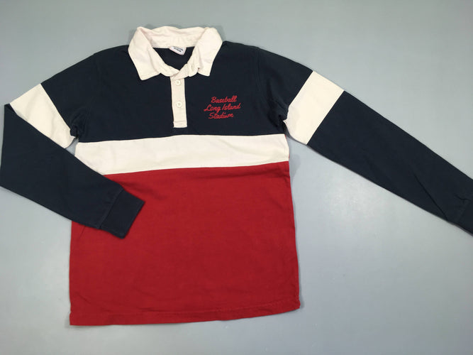 Polo m.l jersey bleu foncé/blanc/rouge baseball, moins cher chez Petit Kiwi
