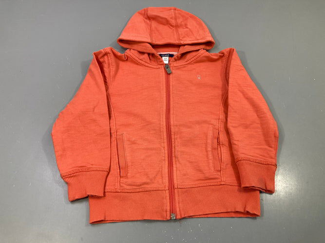 Sweat zippé capuche orange uni, moins cher chez Petit Kiwi