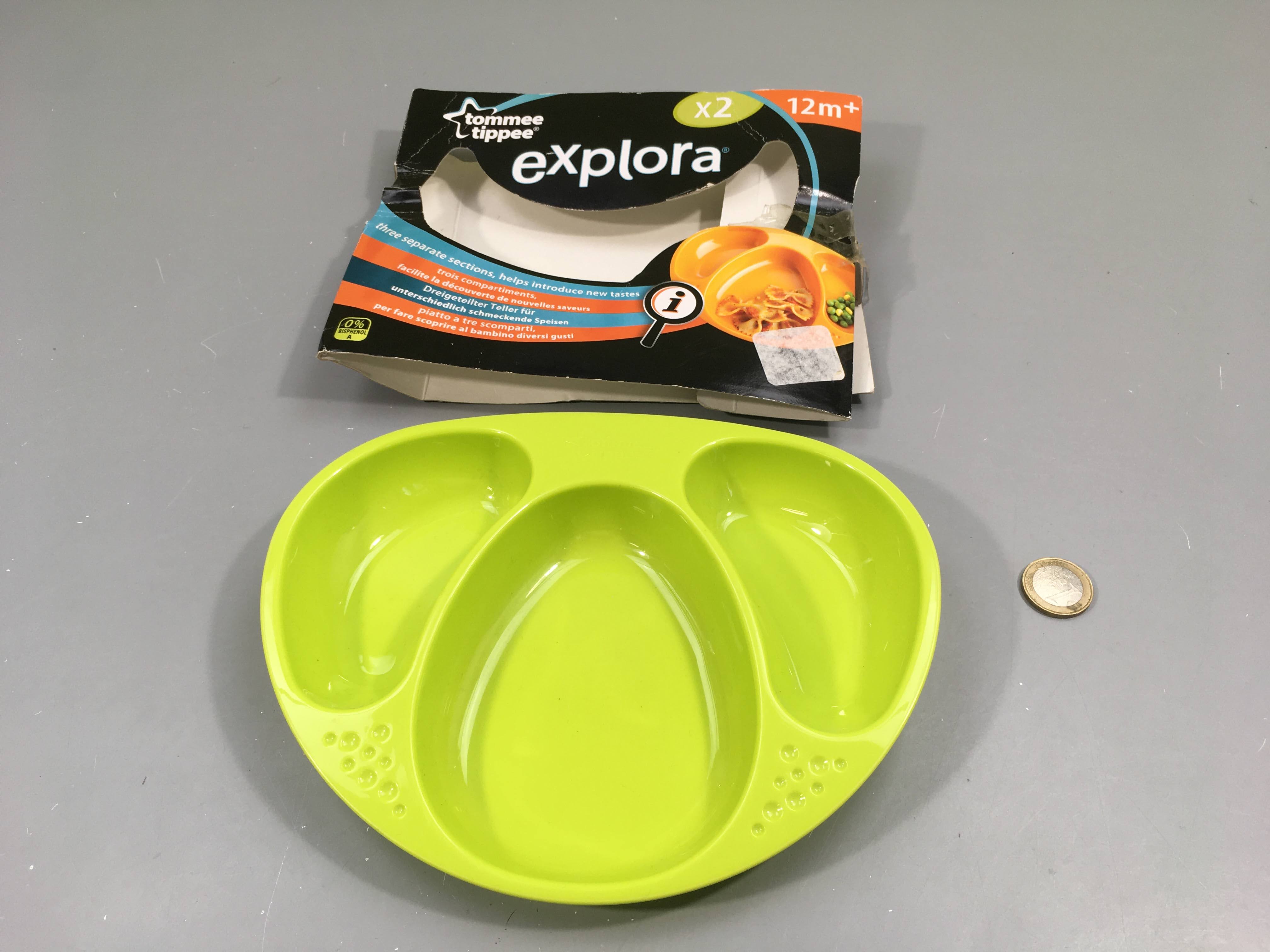 Assiette à compartiments verte, Explora, +12m