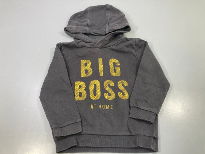Sweat capuche gris foncé imprimé Big Boss At Home, moins cher chez Petit Kiwi