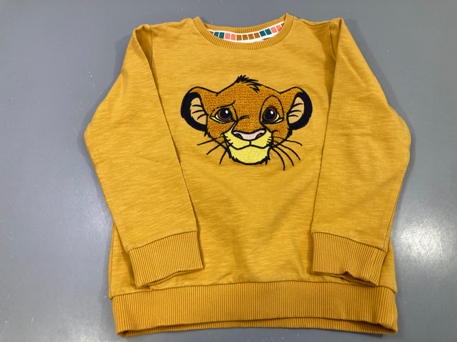 Sweat moutarde imprimé lion Sim.ca, moins cher chez Petit Kiwi