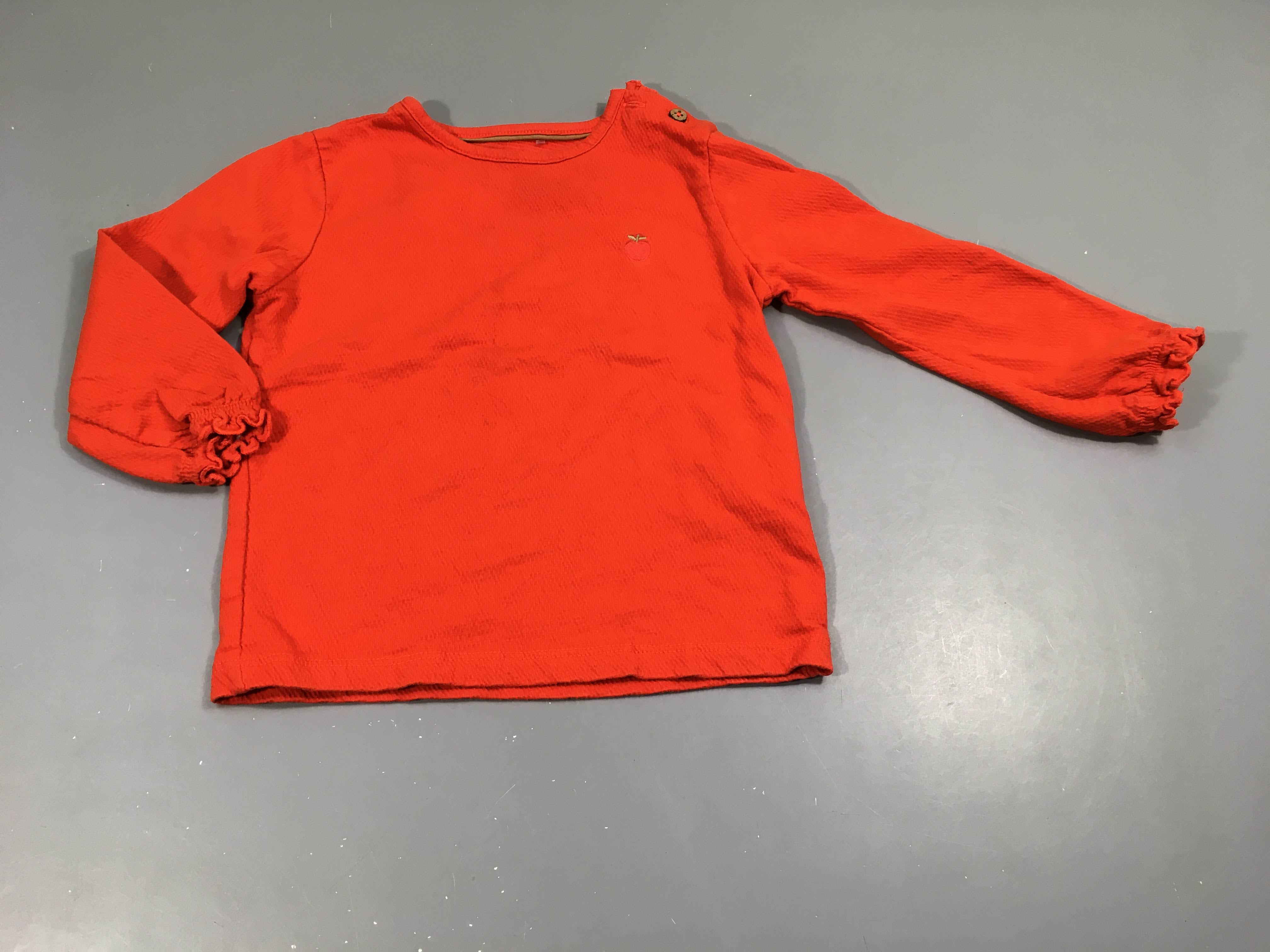 T-shirt m.l rouge orangé texturé, pomme