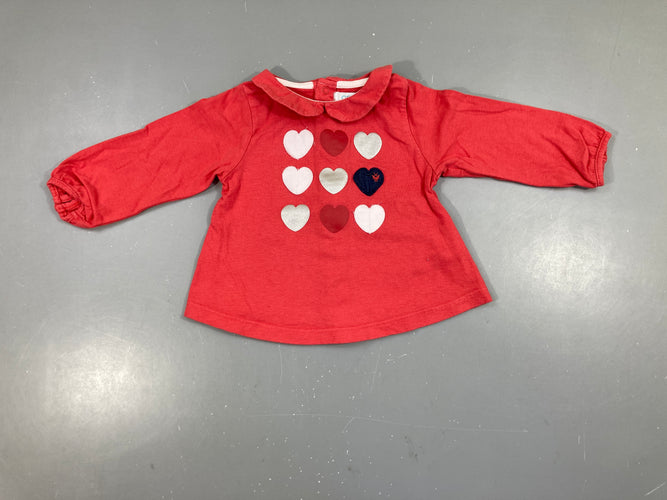 T-shirt m.l rose coeurs, moins cher chez Petit Kiwi
