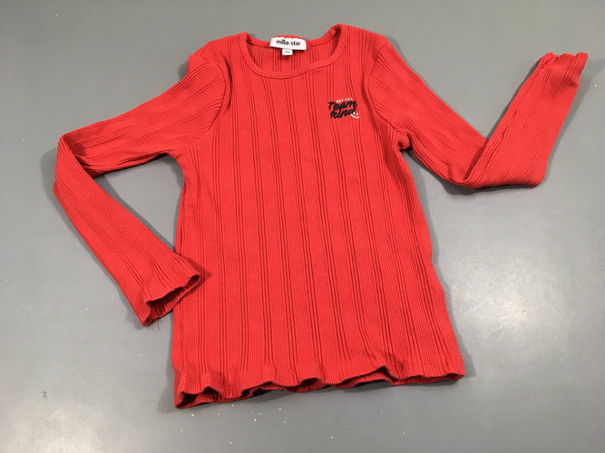 T-shirt m.l  stretch rouge texturé "team kind", moins cher chez Petit Kiwi