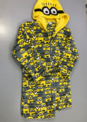 Peignoir capuche jaune et gris Minions, moins cher chez Petit Kiwi