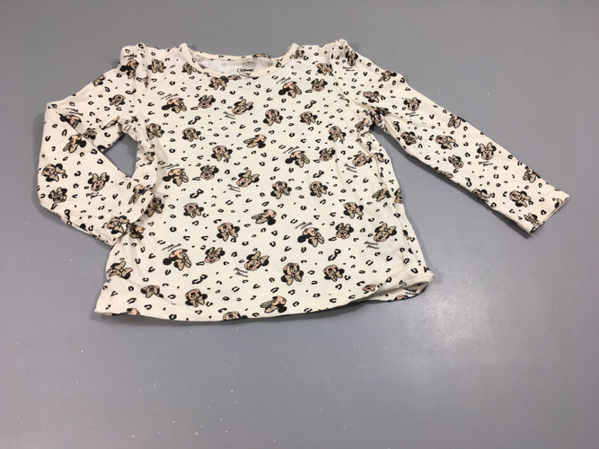 T-shirt m.l blanc ,têtes de Minnie, moins cher chez Petit Kiwi