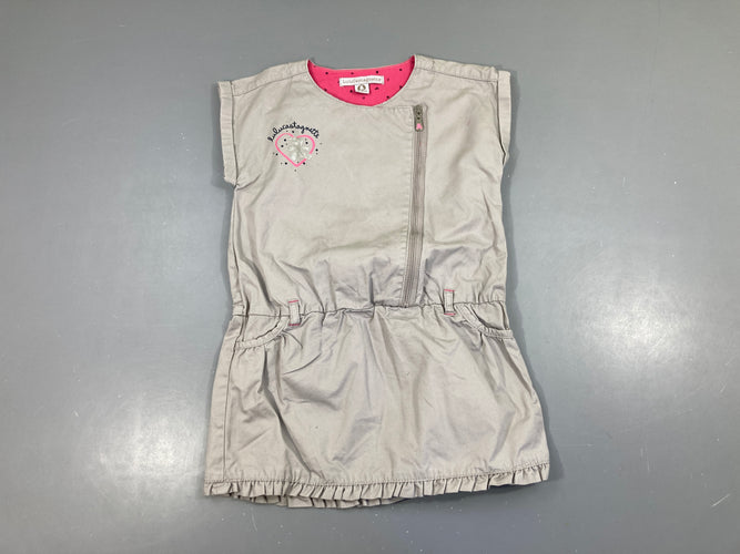 Robe s.m grise coton Lulu coeur, moins cher chez Petit Kiwi