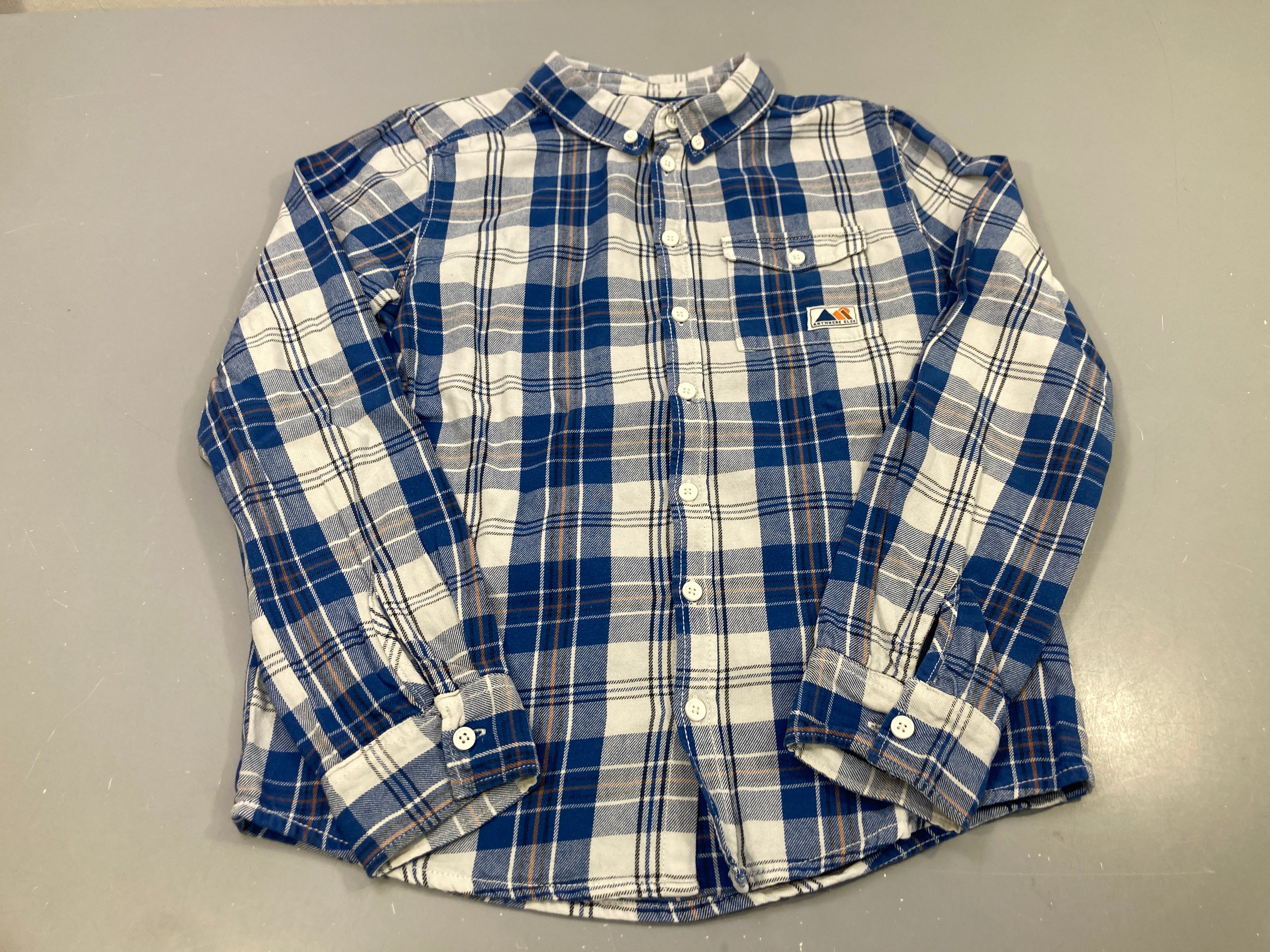 Chemise m.l bleue et blanc carreaux, flanelle, Anywhere Else