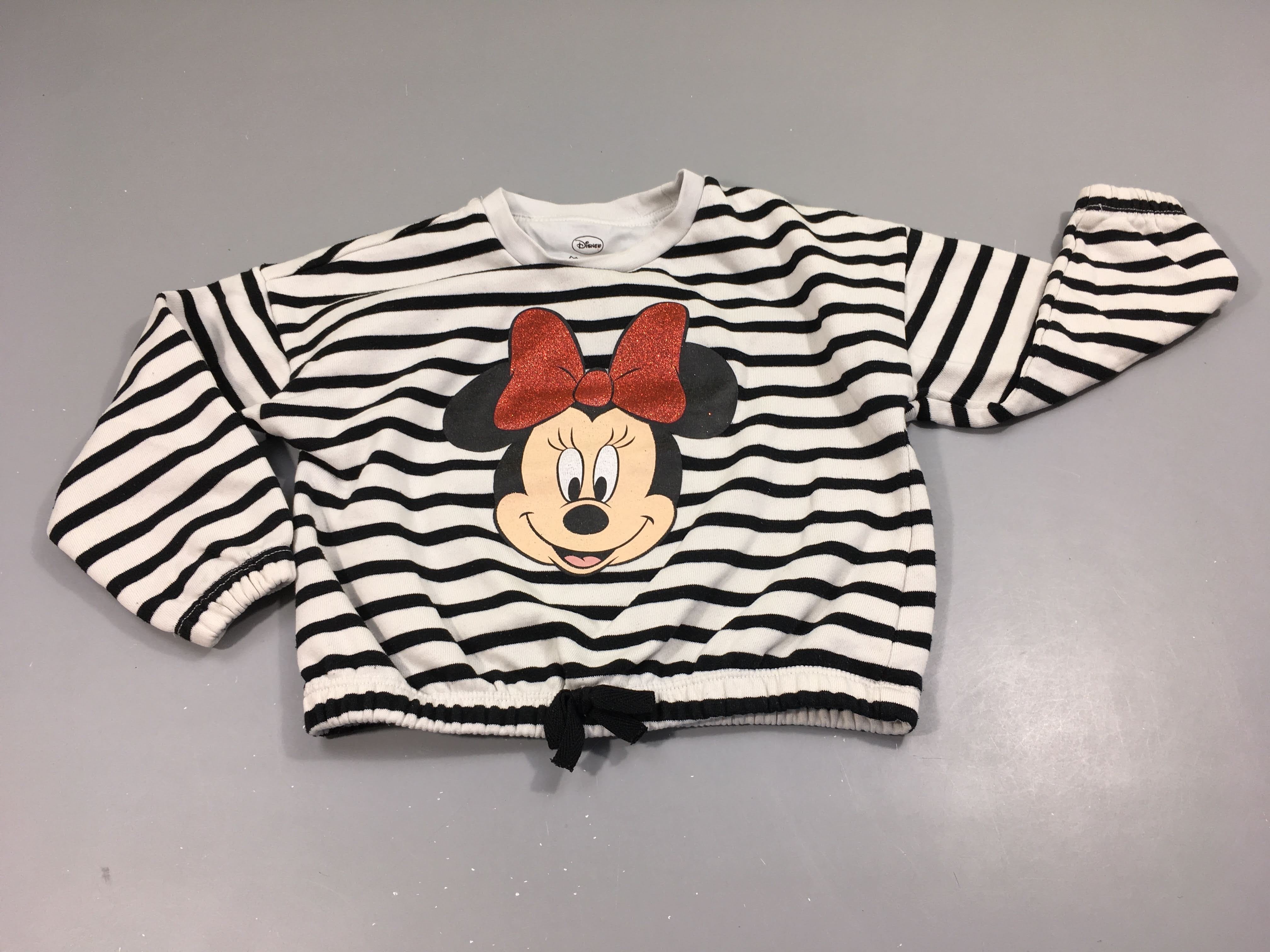 Sweat  court blanc rayé bleu marine Minnie