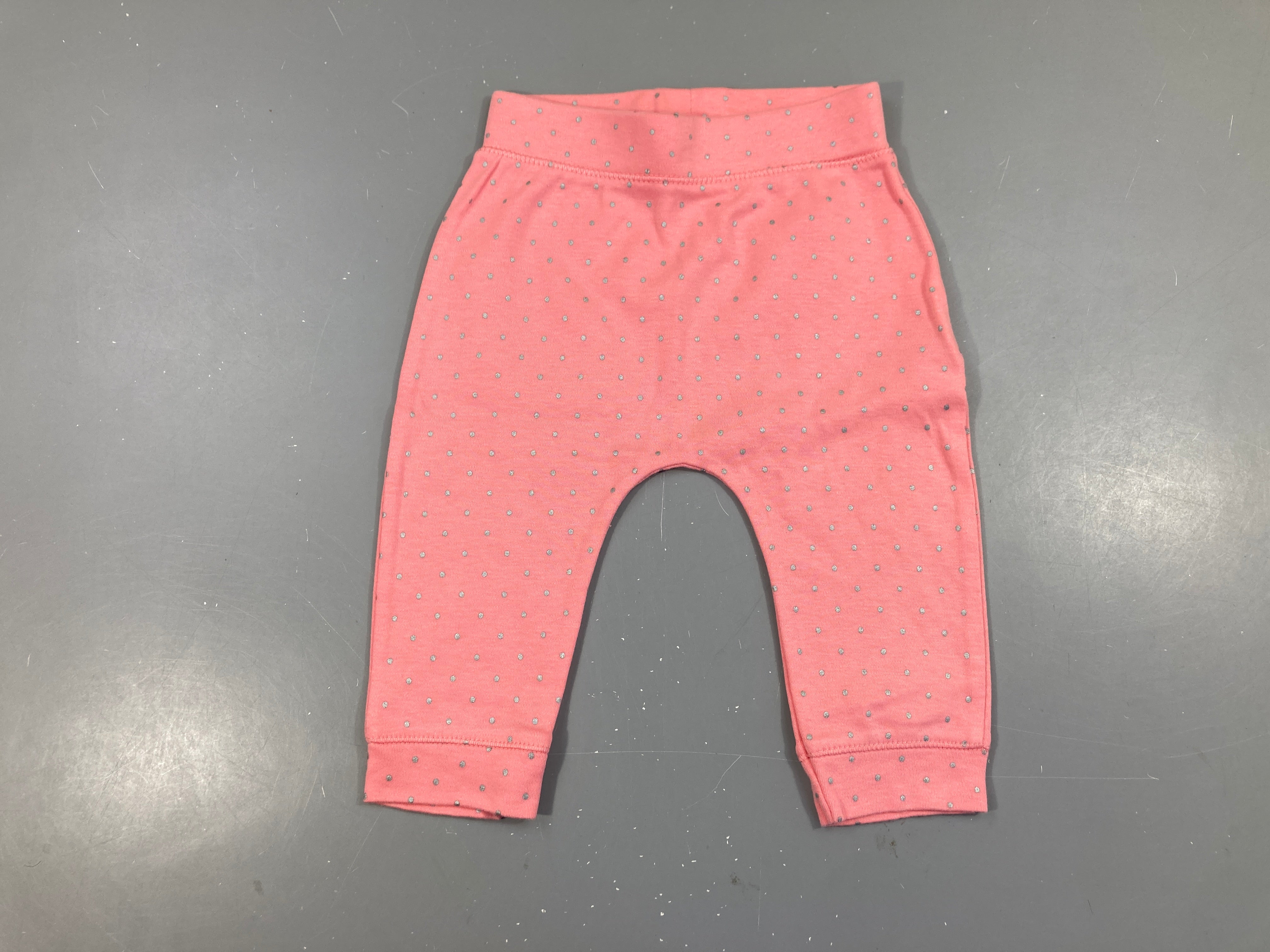 Pantalon jersey rose pois argenté