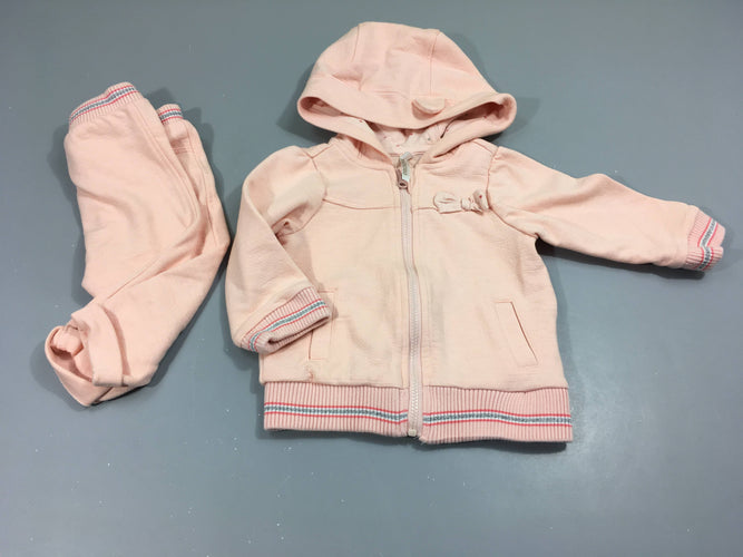 Ensemble 2 pcs, sweat zippé à capuche + Pantalon à revers rose, moins cher chez Petit Kiwi