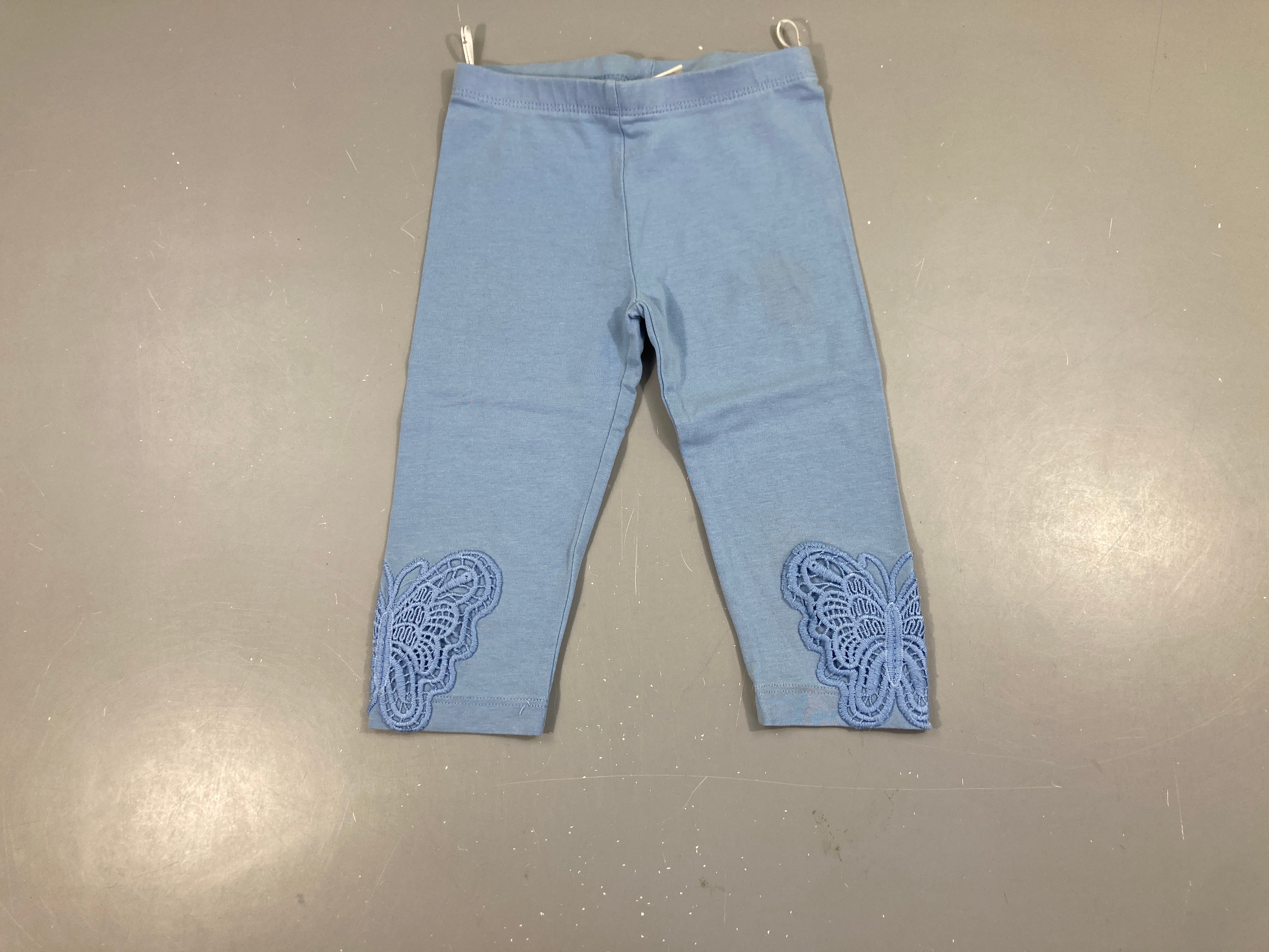 Legging 3/4 bleu broderie