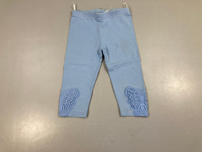 Legging 3/4 bleu broderie, moins cher chez Petit Kiwi