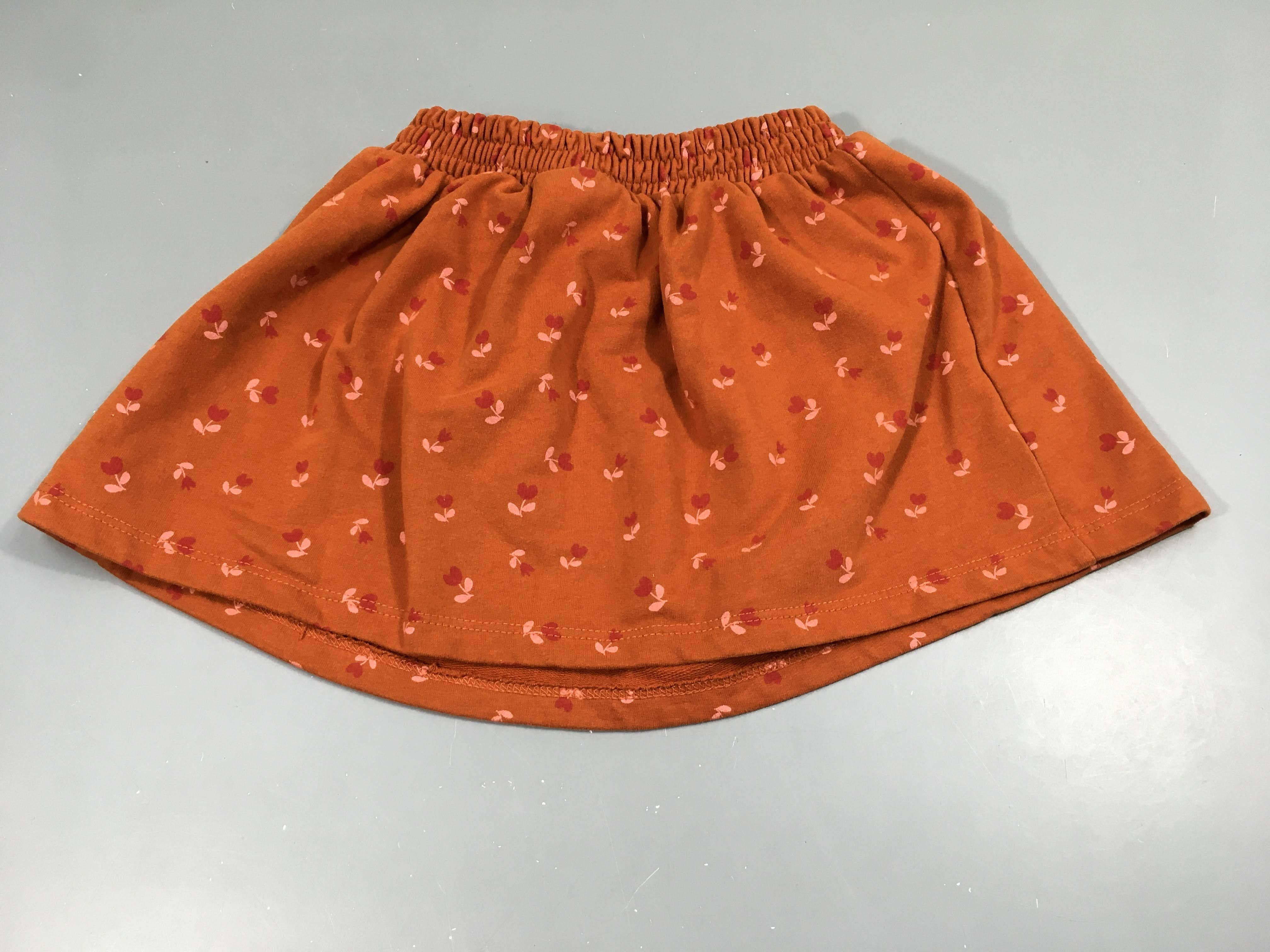 Jupe molleton rouille à fleurs