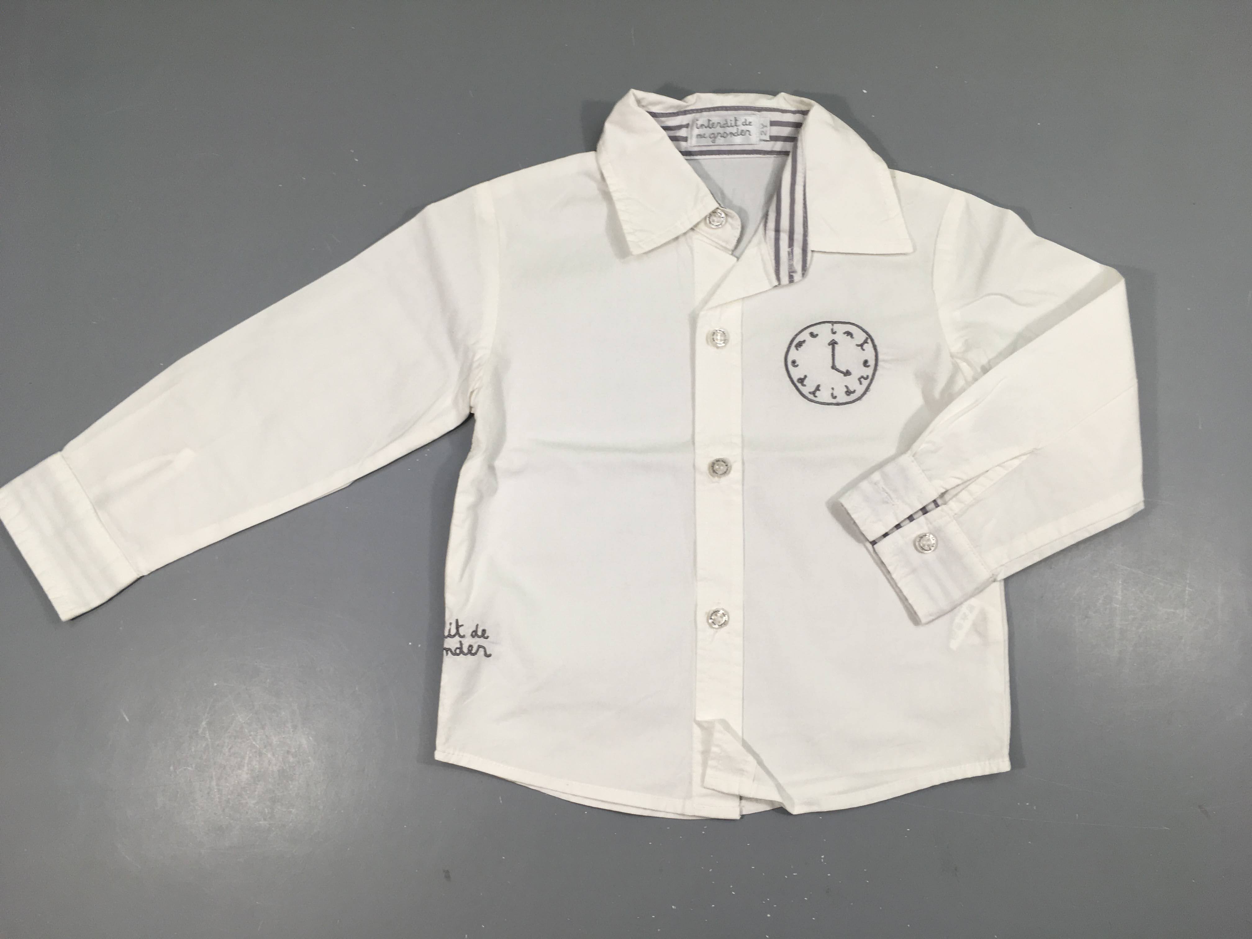 Chemise m.l blanche horloge