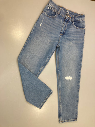 Pantalon jean droit délavé effet déchiré, moins cher chez Petit Kiwi
