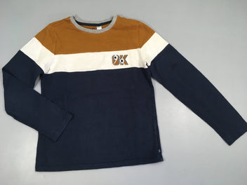 T-shirt m.l ocre-blanc-bleu foncé flammé Tache manche droite (graisse)