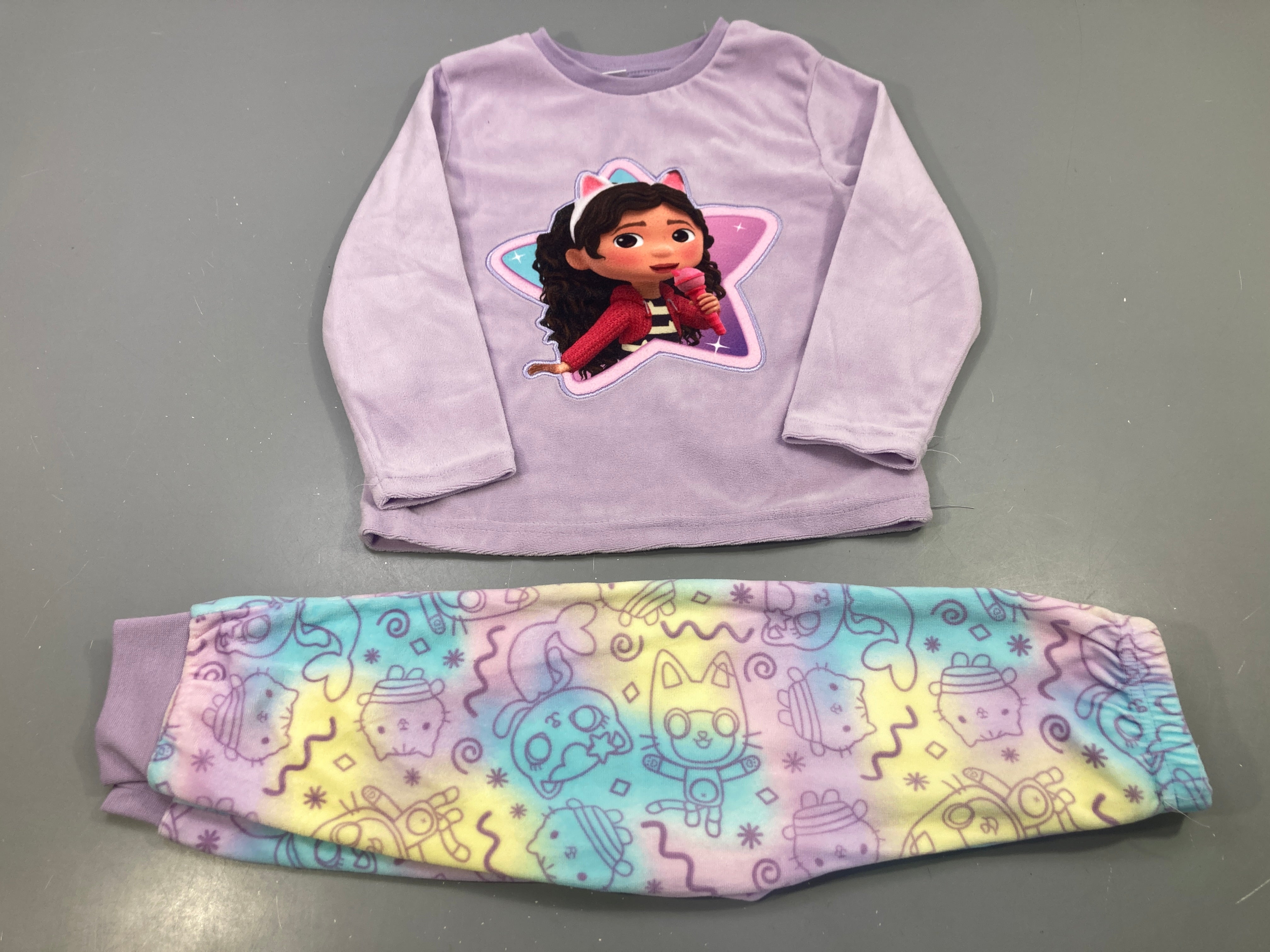 Pyjama 2pcs lilas imprimé fillette étoile, bas multicolore