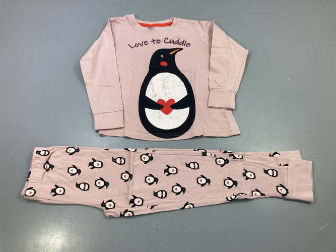 Pyjama 2pcs rose imprimé pingouins Love to Cuddle, moins cher chez Petit Kiwi