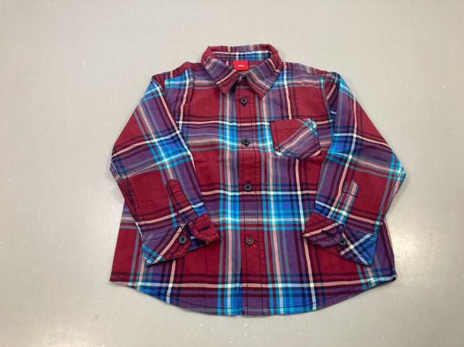 Chemise m.l carreaux bordeaux bleu, moins cher chez Petit Kiwi