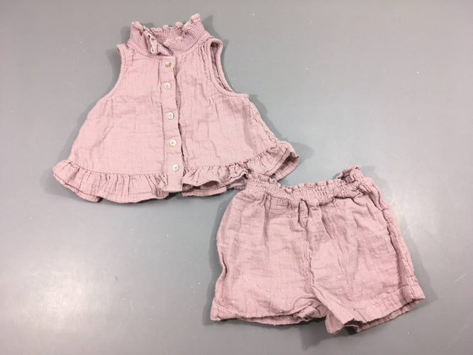 Pyjashort 2pcs jersey lilas texturé, moins cher chez Petit Kiwi