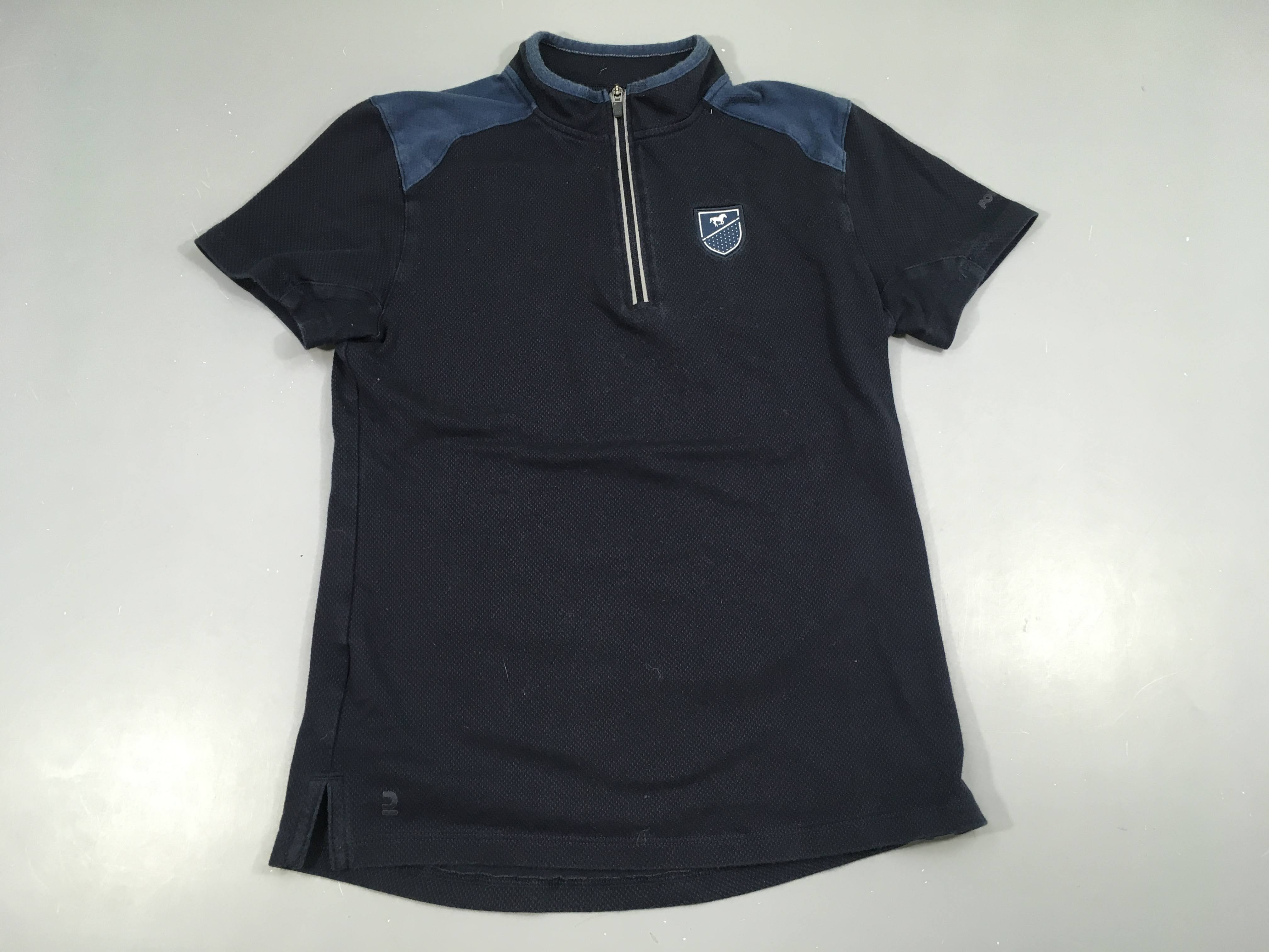 Polo d'équitation m.c bleu foncé texturé