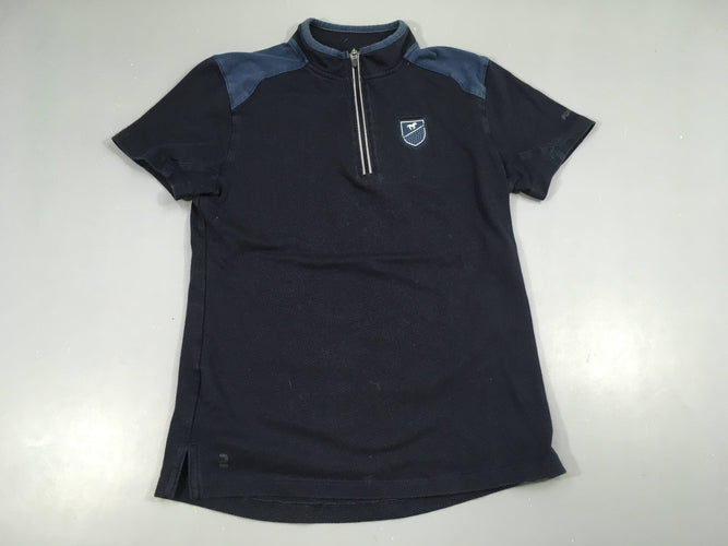 Polo d'équitation m.c bleu foncé texturé, moins cher chez Petit Kiwi