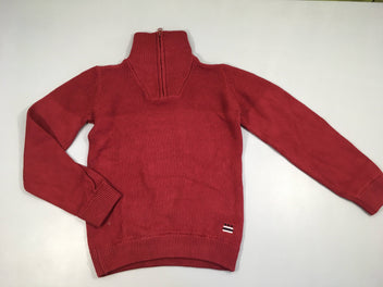 Pull bordeau col camionneur zippé