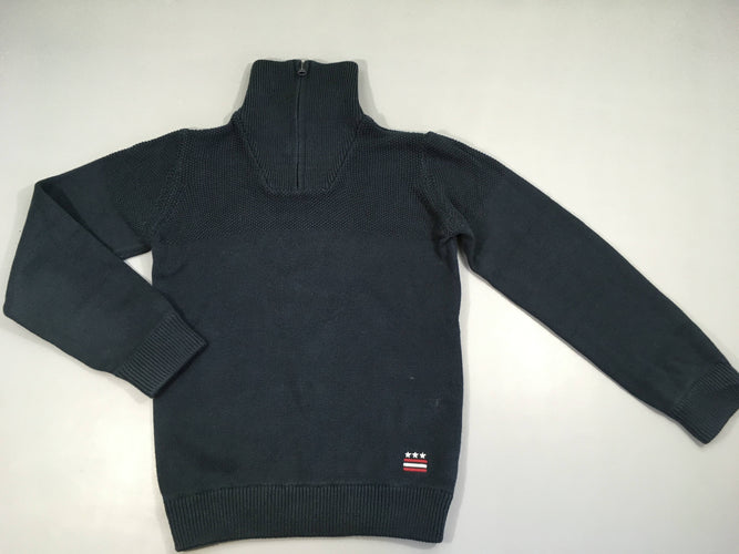 Pull bleu foncé col camionneur zippé, moins cher chez Petit Kiwi