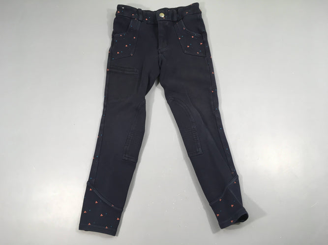 Pantalon d'équitation bleu foncé traingles roses, moins cher chez Petit Kiwi