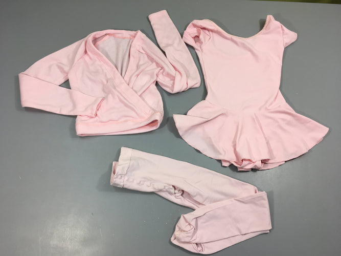 Ensemble de danse, maillot + cache-coeur + collant rose clair, moins cher chez Petit Kiwi