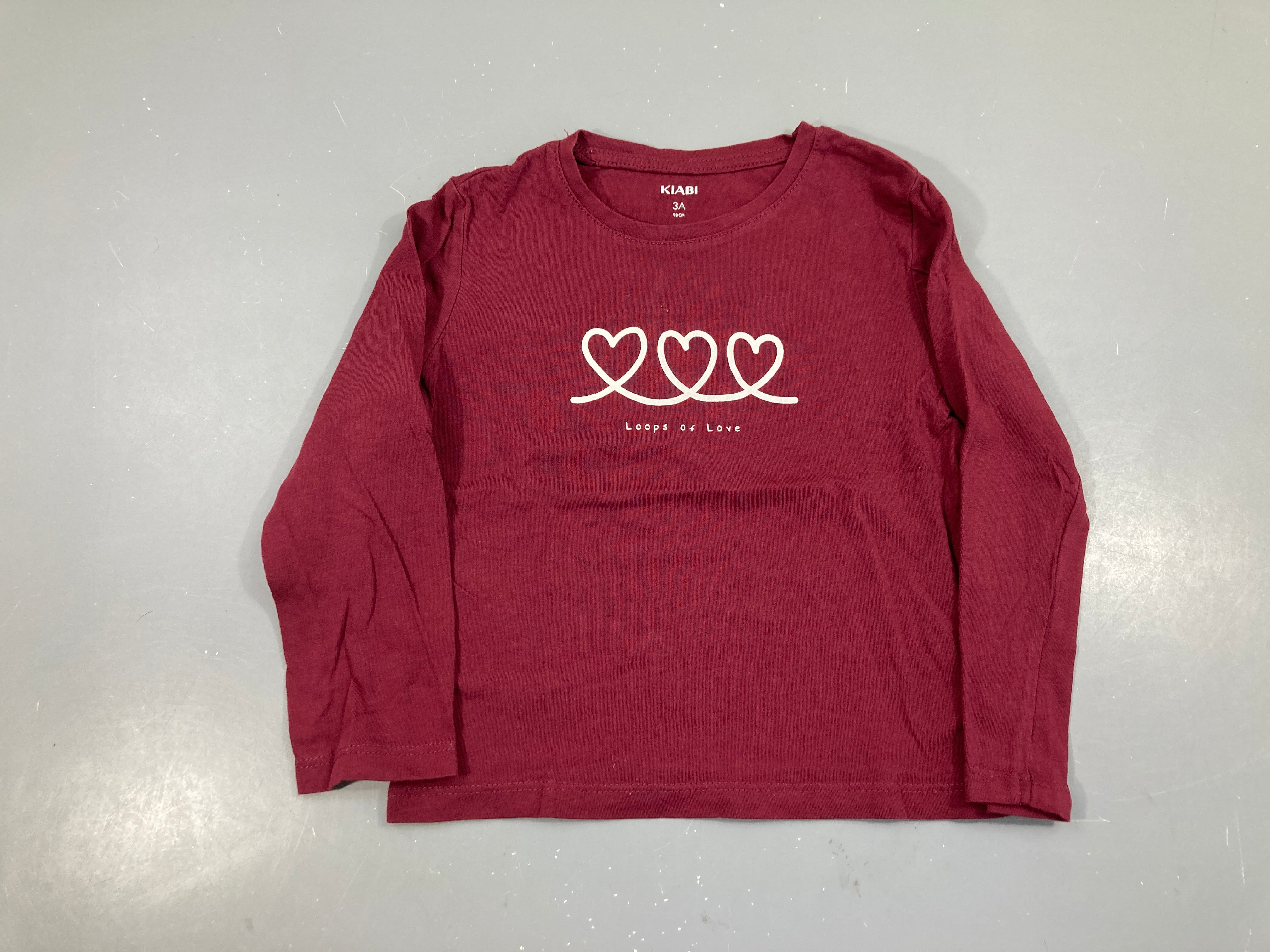 T-shirt m.l aubergine coeurs