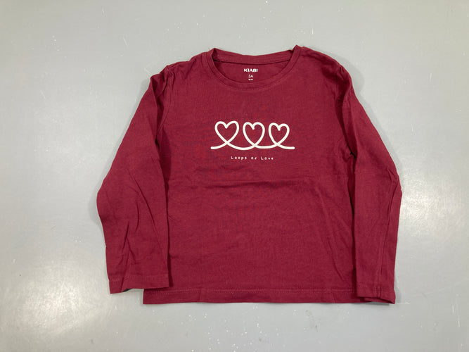 T-shirt m.l aubergine coeurs, moins cher chez Petit Kiwi