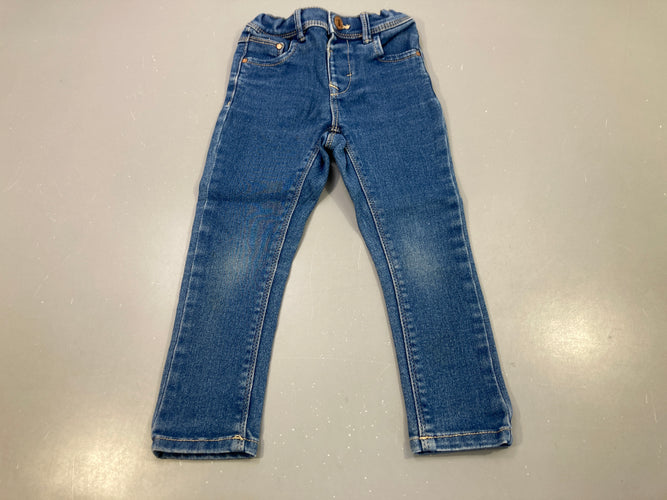 Pantalon jean skinny bleu foncé délavé, moins cher chez Petit Kiwi