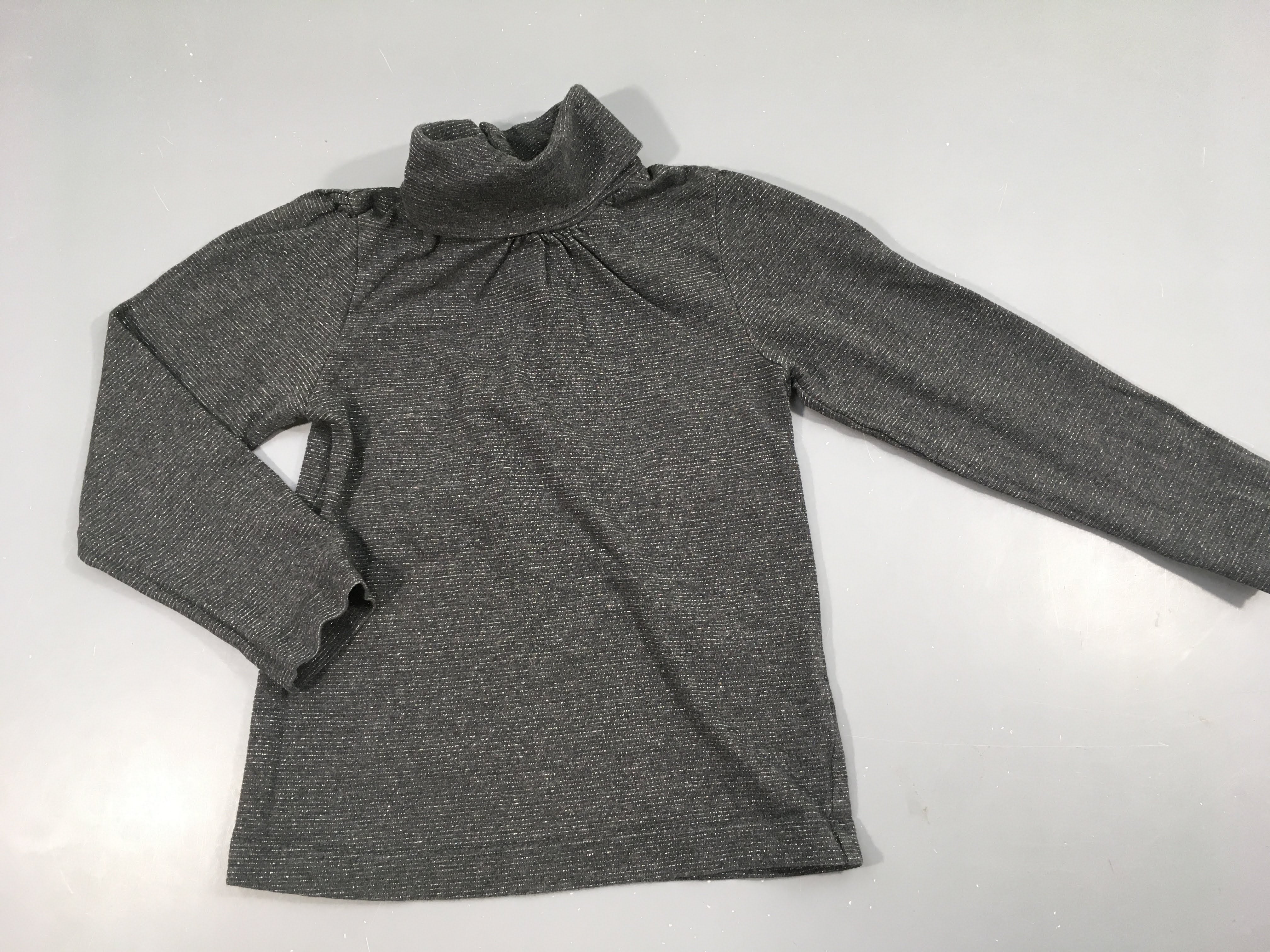 T-shirt m.l col roulé gris rayé argenté