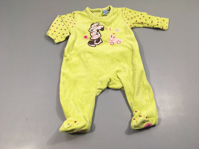 Pyjama velours jaune vert, Minnie, moins cher chez Petit Kiwi