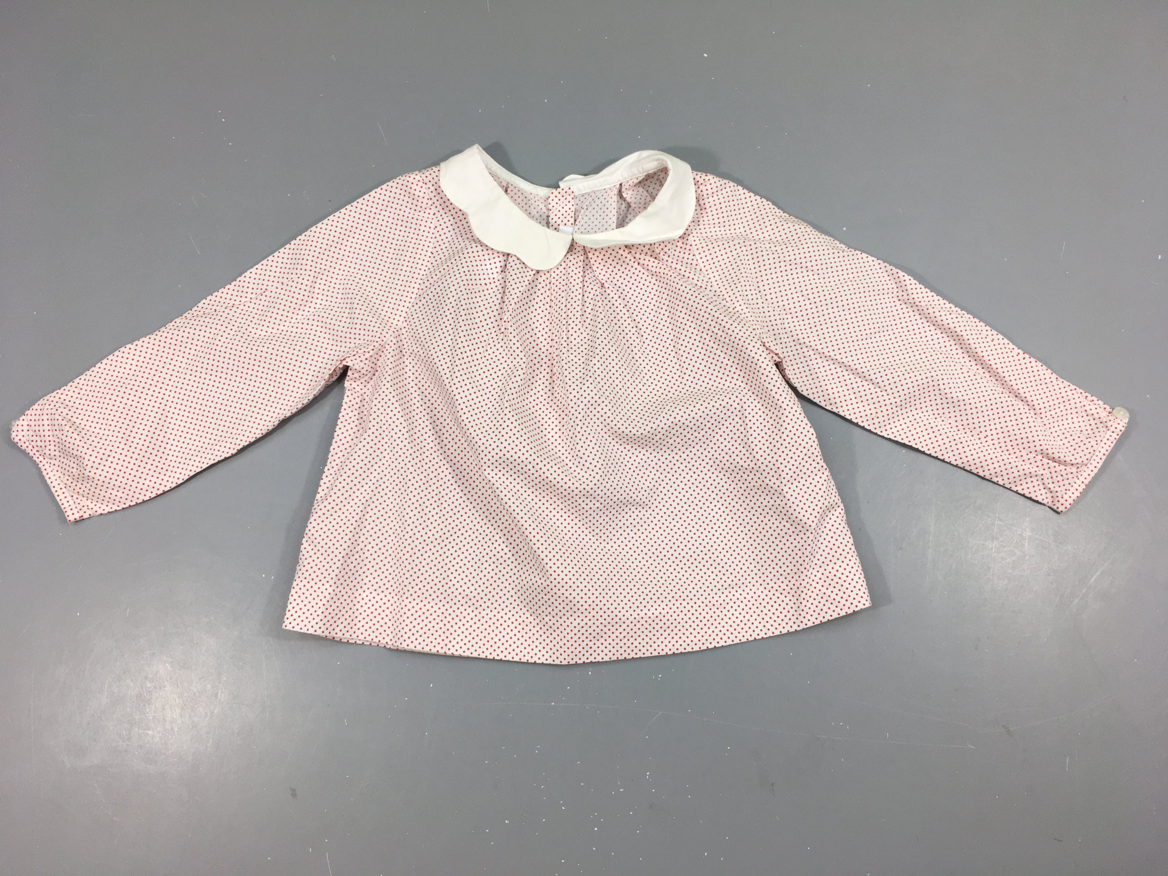 Chemisier blanc pois rouges col