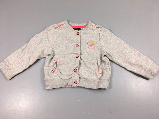 Sweat à pressions gris moucheté rose jaune pélican, moins cher chez Petit Kiwi